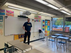 Spanish teacher Ryan Casey in his classroom. Photo by Michael Gordon