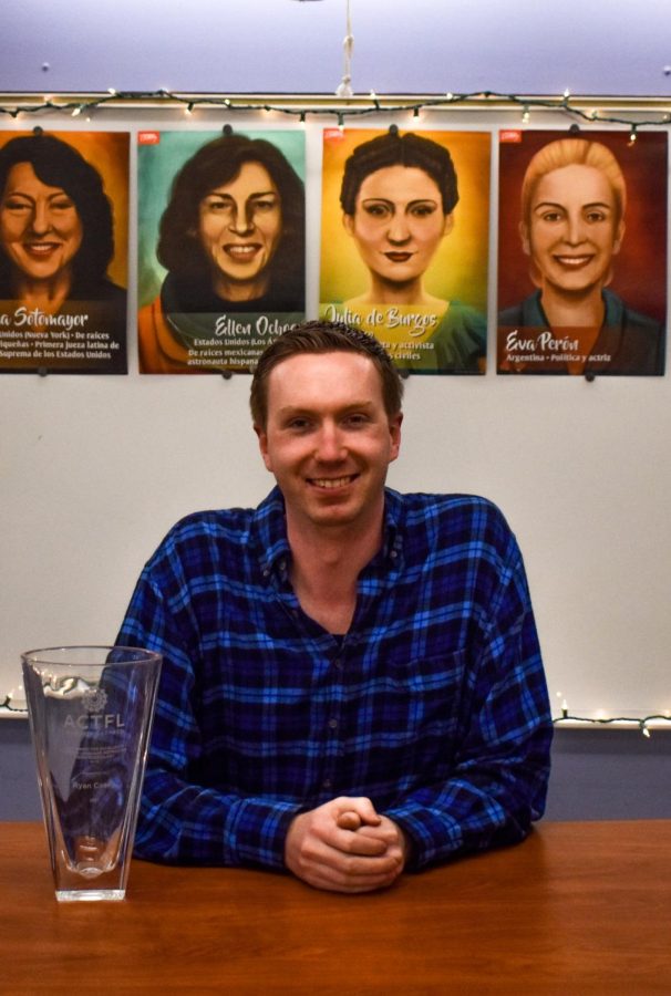 Ryan Casey, winner of the ACTFL/IALLT Award for Excellence in World Language Instruction Using Technology (K-12). Photo by Michael Gordon