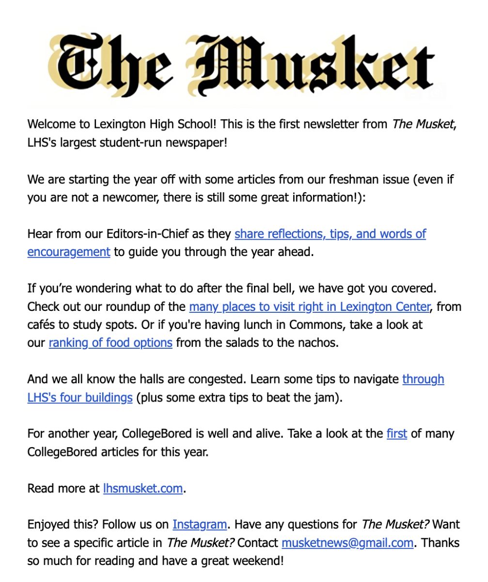 Newsletter #1: September 5th
