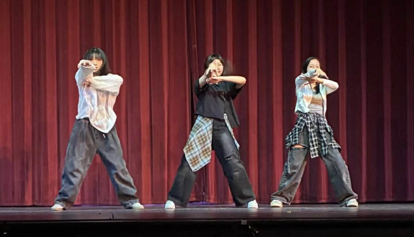 2026 Winners of NHS Talent Show: Esther Kim, Enkhjin Altankhuyag, and Mikayla Cheung